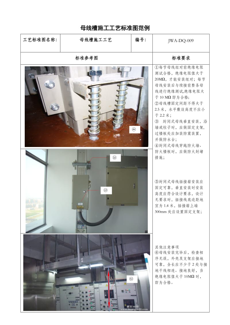 照明母线槽施工工艺标准